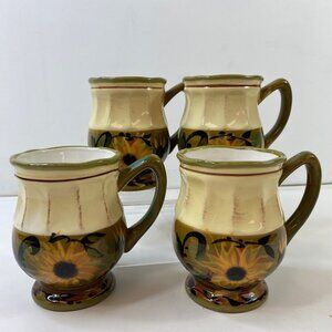 Certified International Scalloped Sunflower Footed Mug Set 4 Margaret Le Van